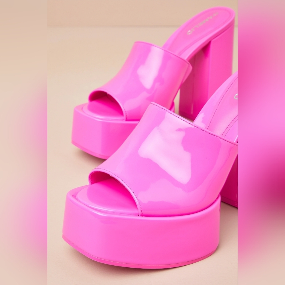 🆕️ Ravina Ultra Pink Soft Patent Platform Sandals 💗 - Picture 4 of 4